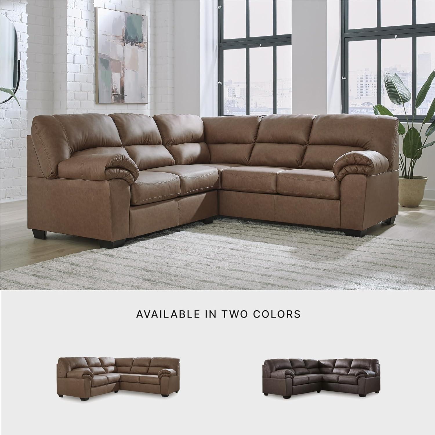 imageSignature Design by Ashley Whitlock LShape RightArm Facing Casual Faux Leather 2Piece Sectional with Removable Cushion Dark BrownCaramel