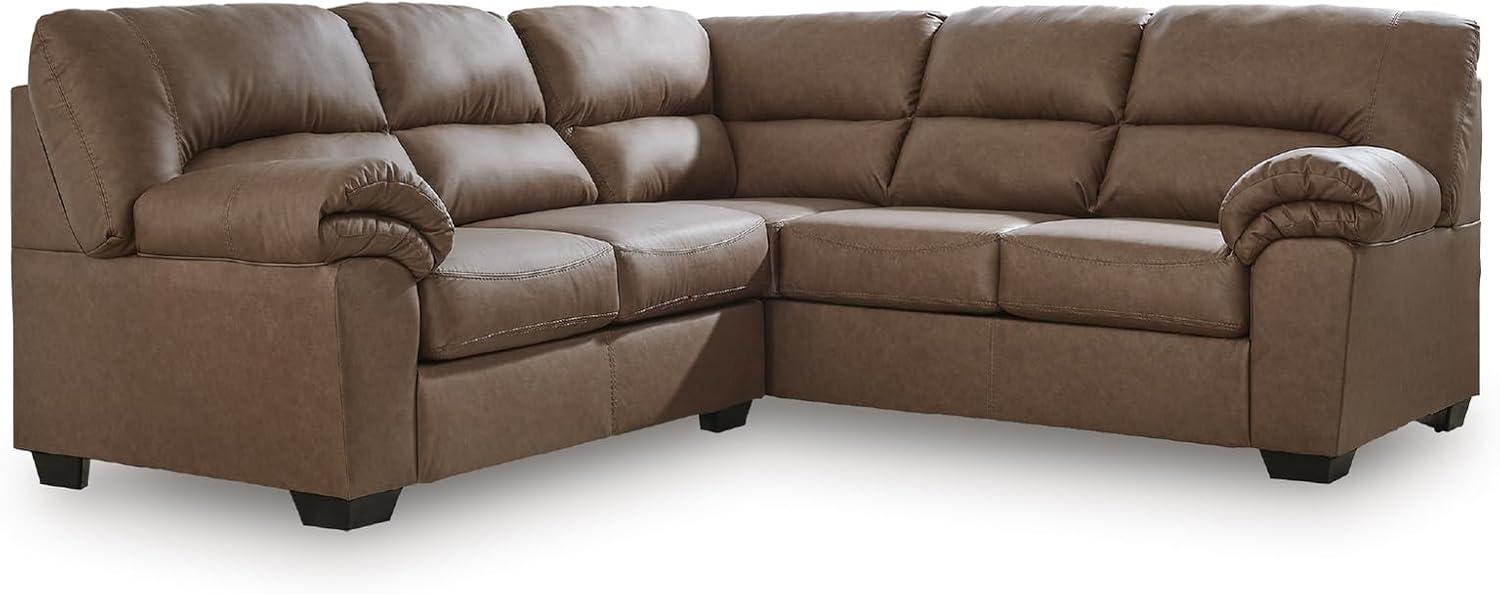imageSignature Design by Ashley Whitlock LShape RightArm Facing Casual Faux Leather 2Piece Sectional with Removable Cushion Dark BrownCaramel