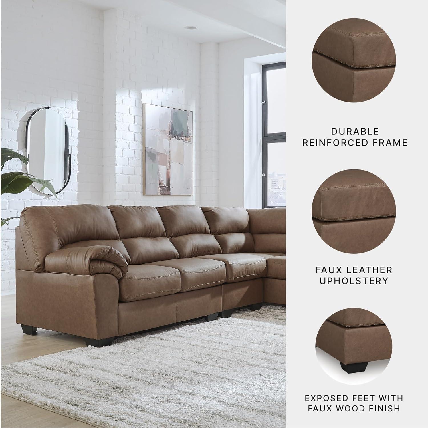 imageSignature Design by Ashley Whitlock LShape RightArm Facing Casual Faux Leather 2Piece Sectional with Removable Cushion Dark BrownCaramel