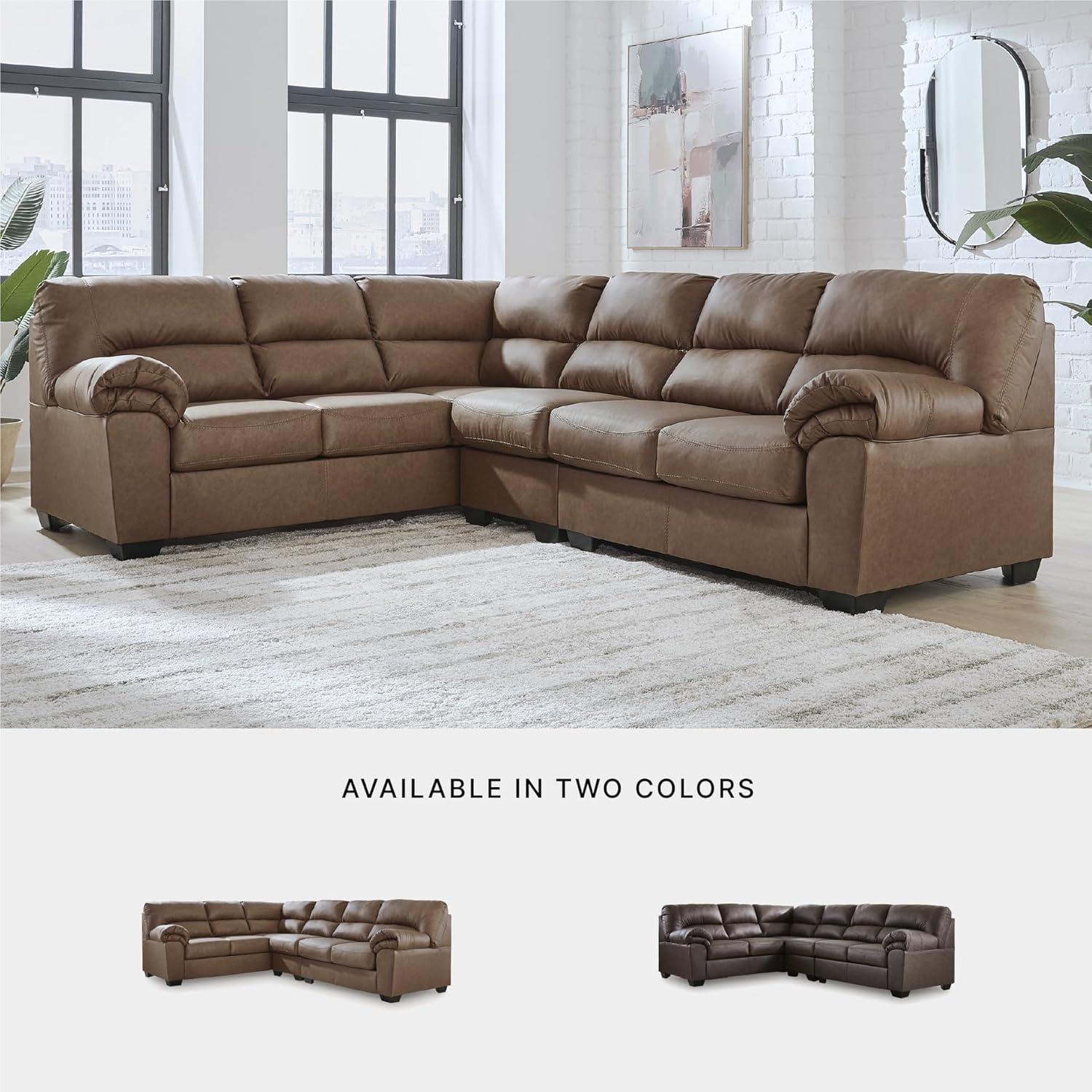 imageSignature Design by Ashley Whitlock LShape RightArm Facing Casual Faux Leather 2Piece Sectional with Removable Cushion Dark BrownCaramel