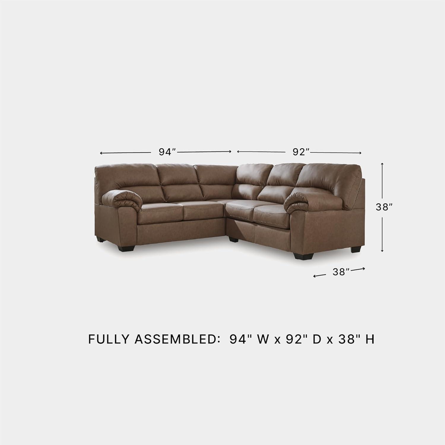 imageSignature Design by Ashley Whitlock LShape RightArm Facing Casual Faux Leather 2Piece Sectional with Removable Cushion Dark BrownCaramel