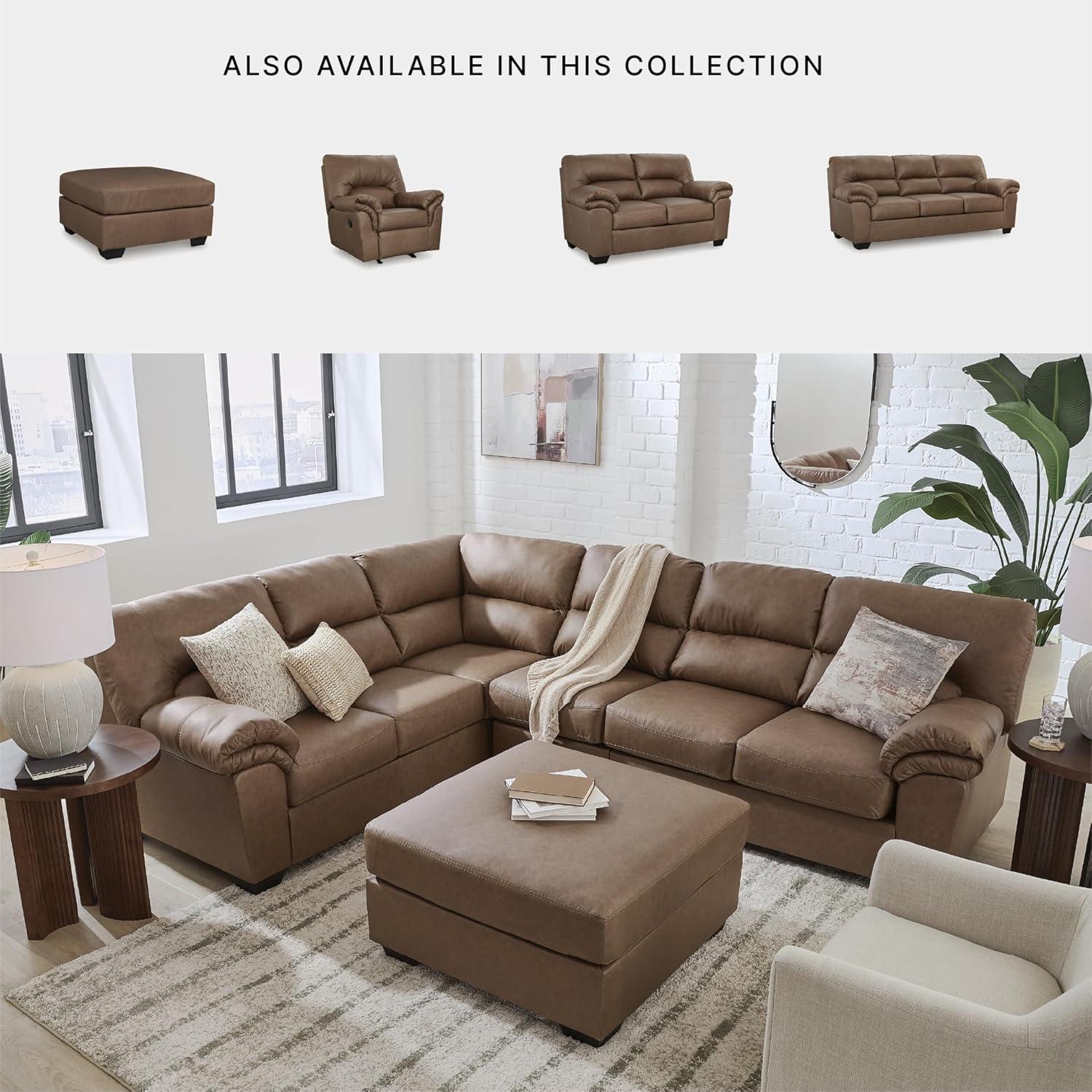 imageSignature Design by Ashley Whitlock LShape RightArm Facing Casual Faux Leather 2Piece Sectional with Removable Cushion Dark BrownCaramel