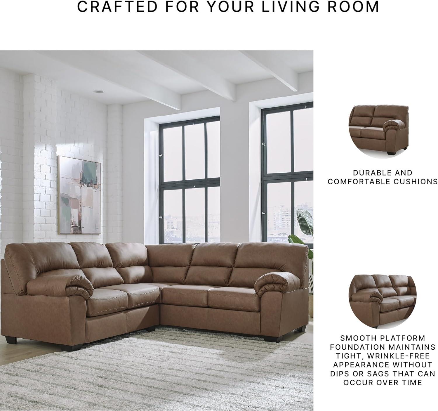 imageSignature Design by Ashley Whitlock LShape RightArm Facing Casual Faux Leather 2Piece Sectional with Removable Cushion Dark BrownCaramel