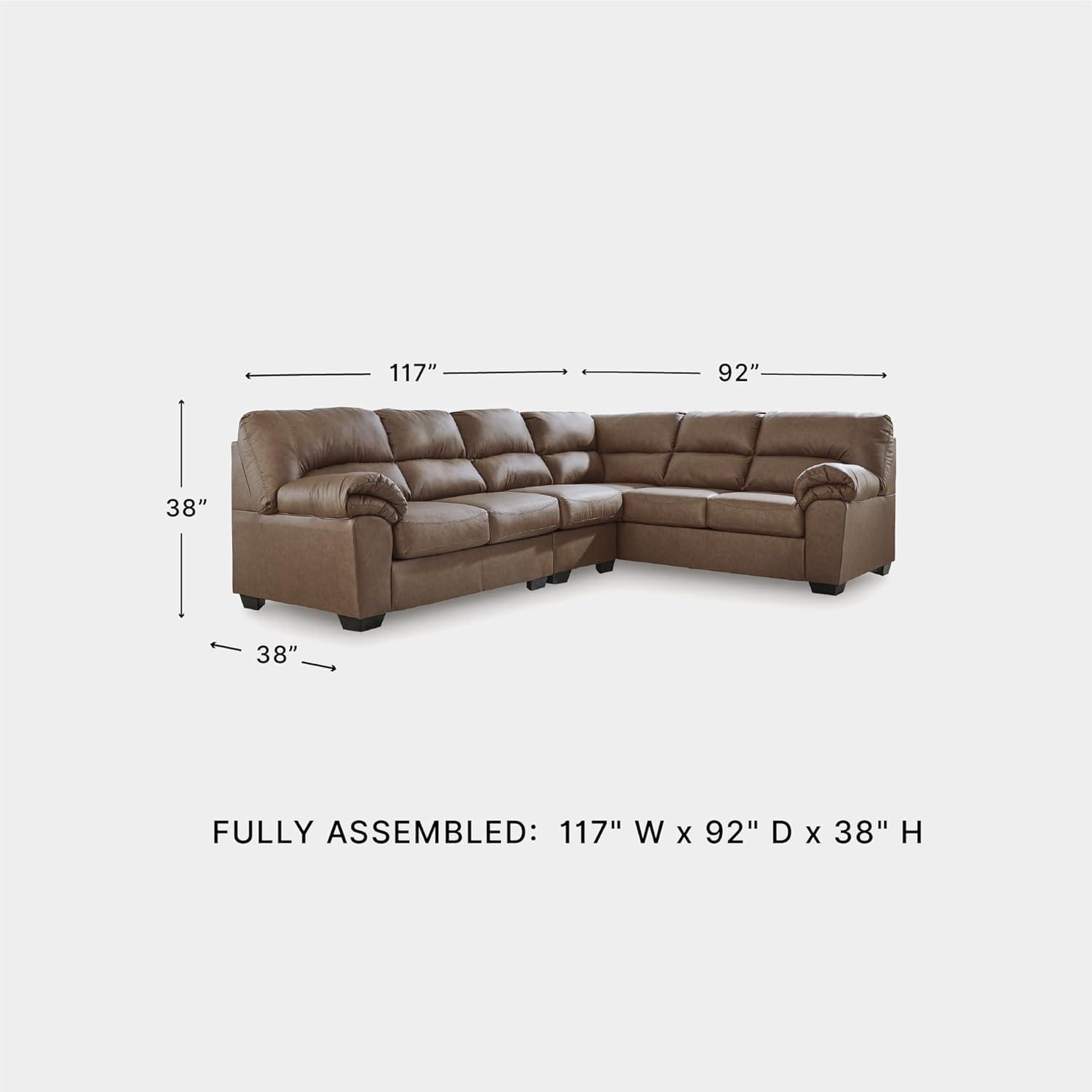 imageSignature Design by Ashley Whitlock LShape RightArm Facing Casual Faux Leather 2Piece Sectional with Removable Cushion Dark BrownCaramel