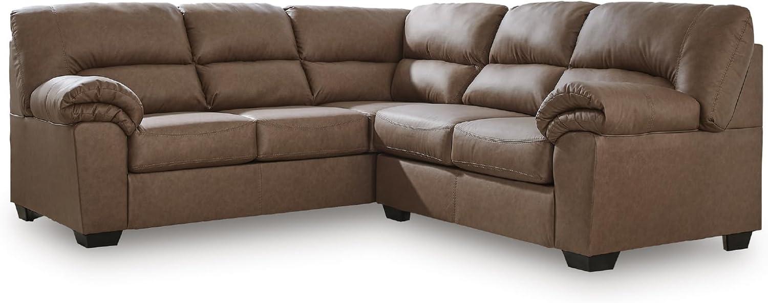 imageSignature Design by Ashley Whitlock LShape RightArm Facing Casual Faux Leather 2Piece Sectional with Removable Cushion Dark BrownCaramel