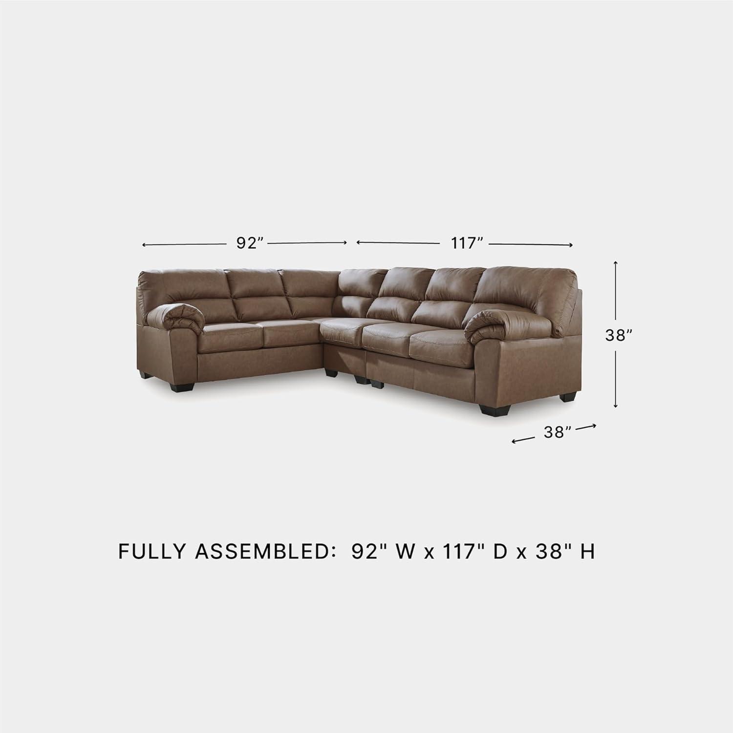 imageSignature Design by Ashley Whitlock LShape RightArm Facing Casual Faux Leather 2Piece Sectional with Removable Cushion Dark BrownCaramel