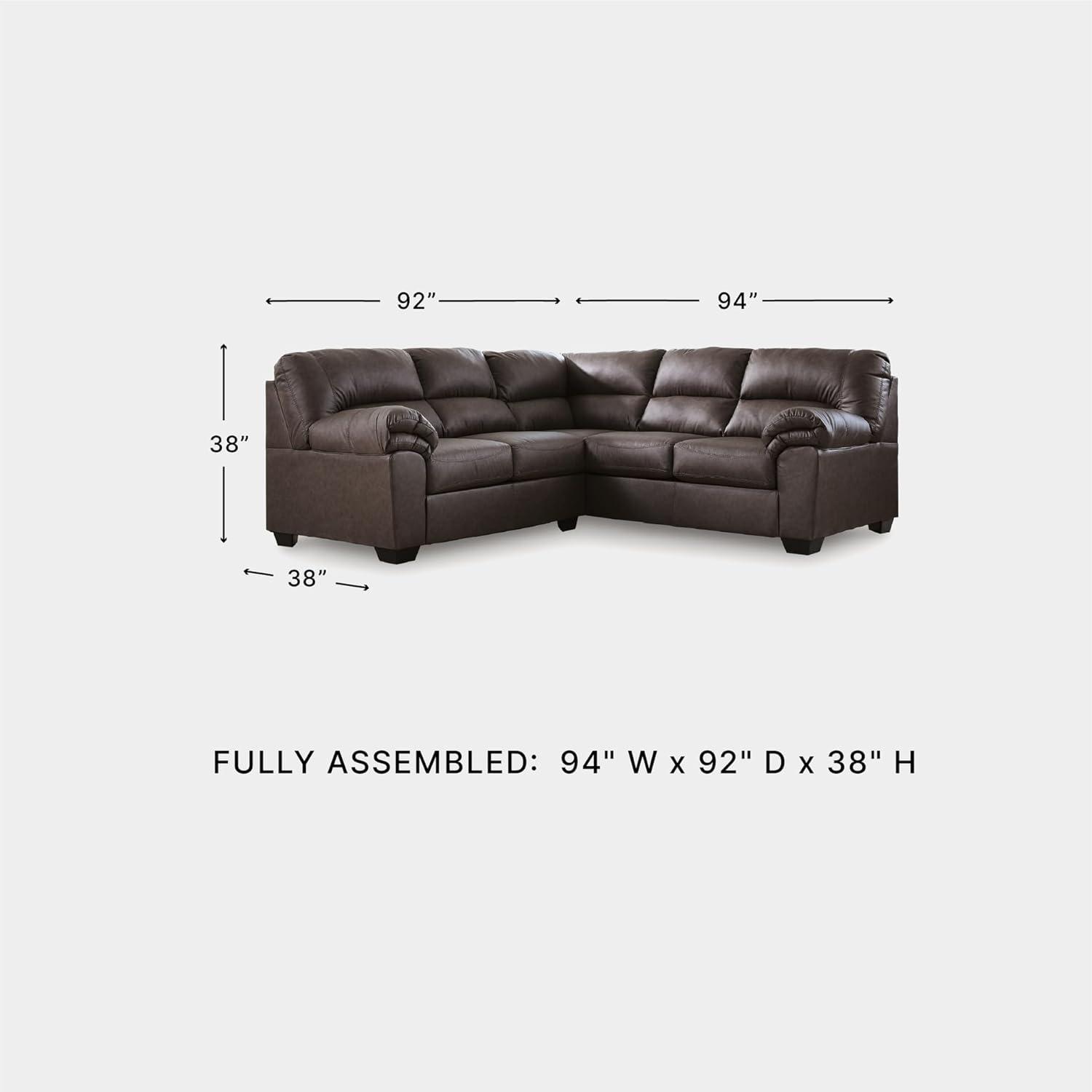 imageSignature Design by Ashley Whitlock LShape RightArm Facing Casual Faux Leather 2Piece Sectional with Removable Cushion Dark BrownUmber