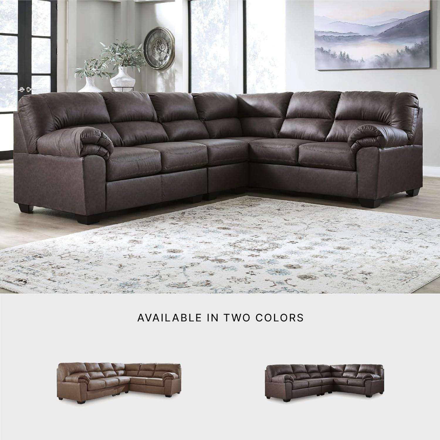 imageSignature Design by Ashley Whitlock LShape RightArm Facing Casual Faux Leather 2Piece Sectional with Removable Cushion Dark BrownUmber