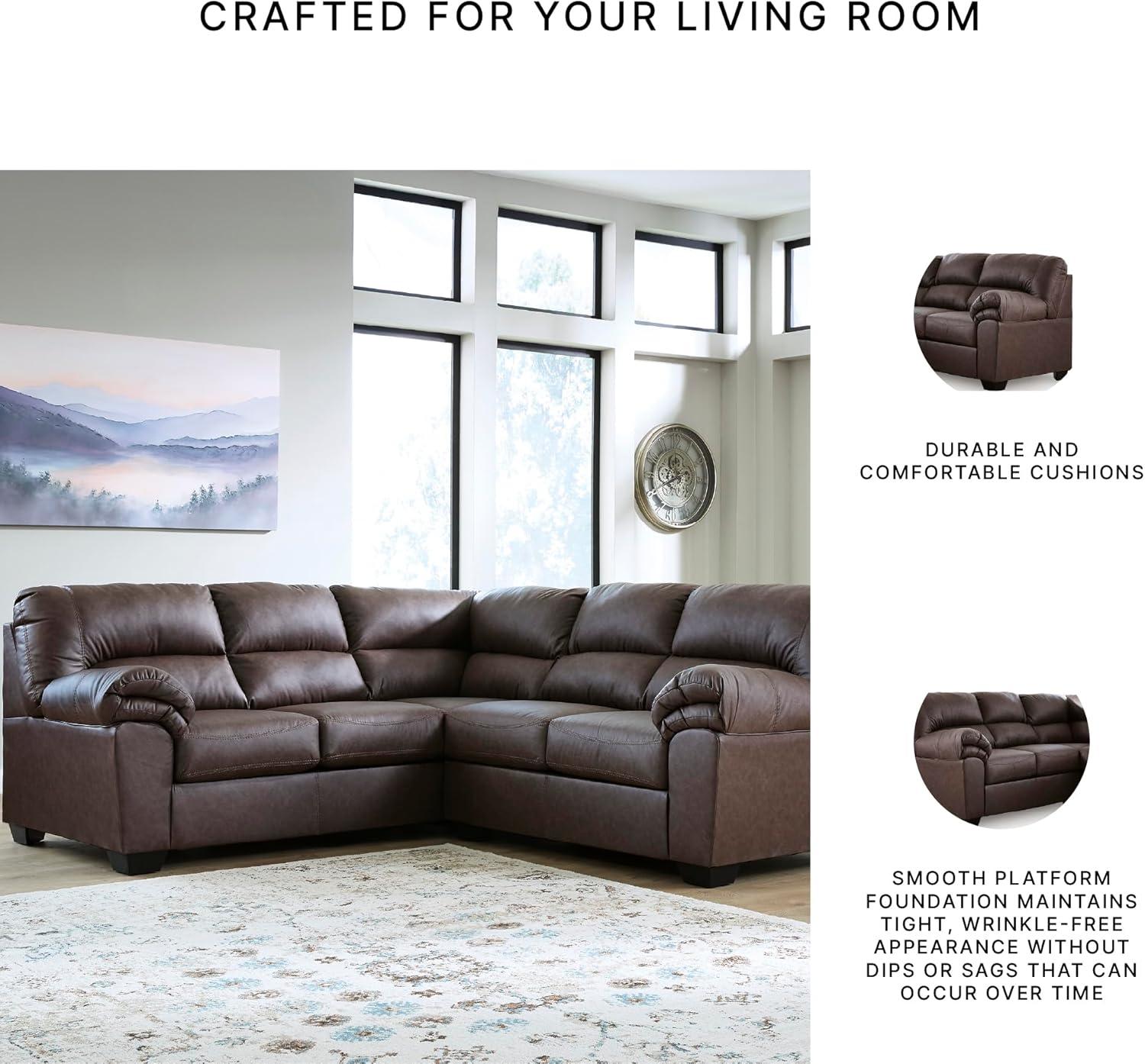 imageSignature Design by Ashley Whitlock LShape RightArm Facing Casual Faux Leather 2Piece Sectional with Removable Cushion Dark BrownUmber