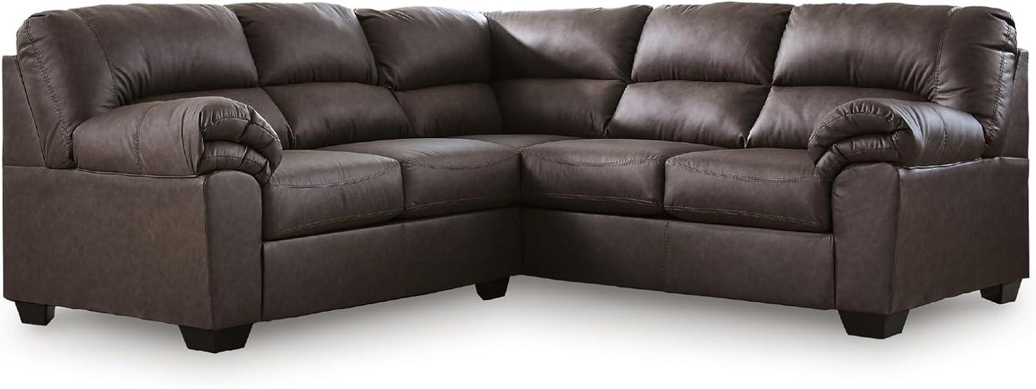 imageSignature Design by Ashley Whitlock LShape RightArm Facing Casual Faux Leather 2Piece Sectional with Removable Cushion Dark BrownUmber