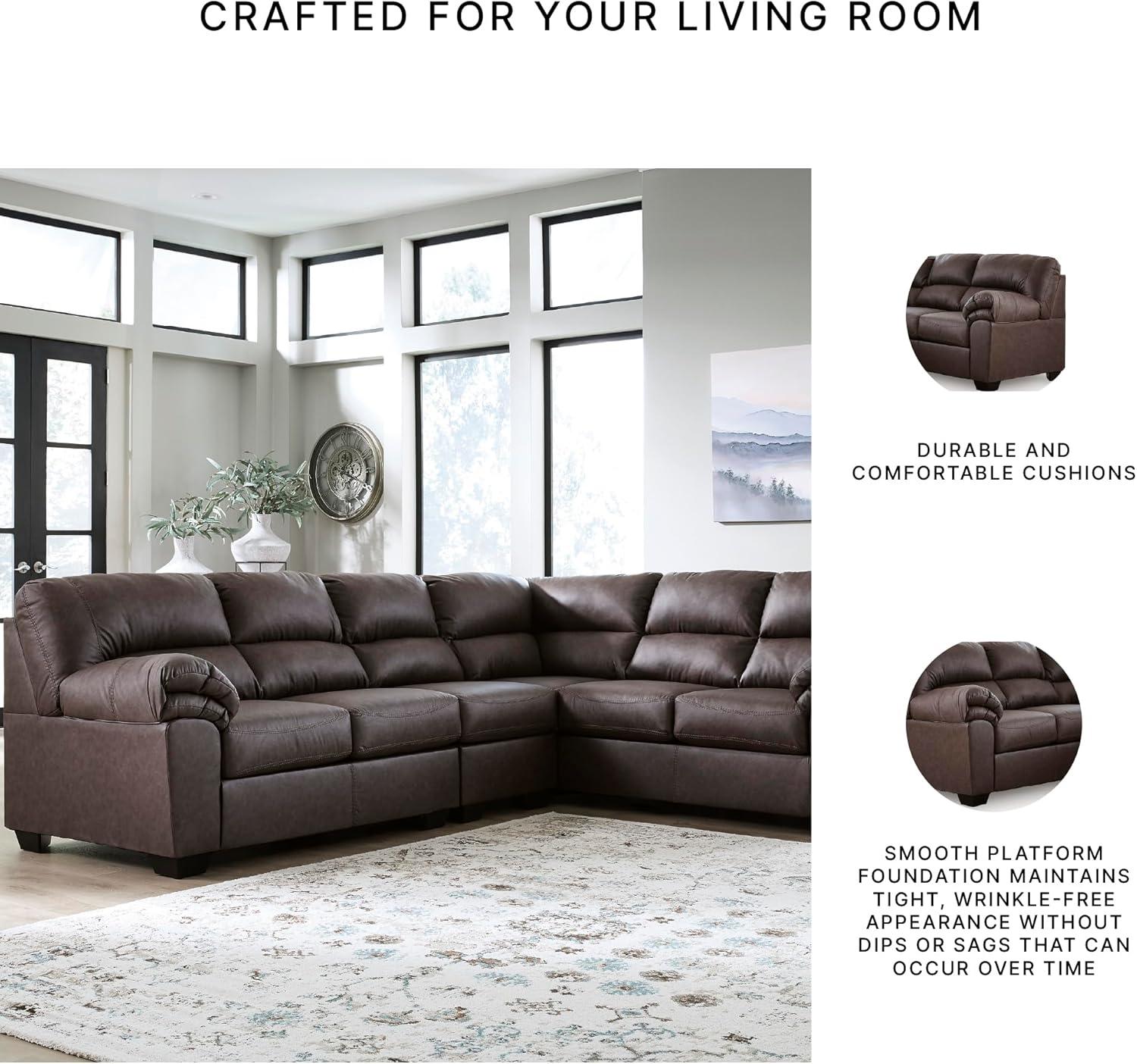 imageSignature Design by Ashley Whitlock LShape RightArm Facing Casual Faux Leather 2Piece Sectional with Removable Cushion Dark BrownUmber