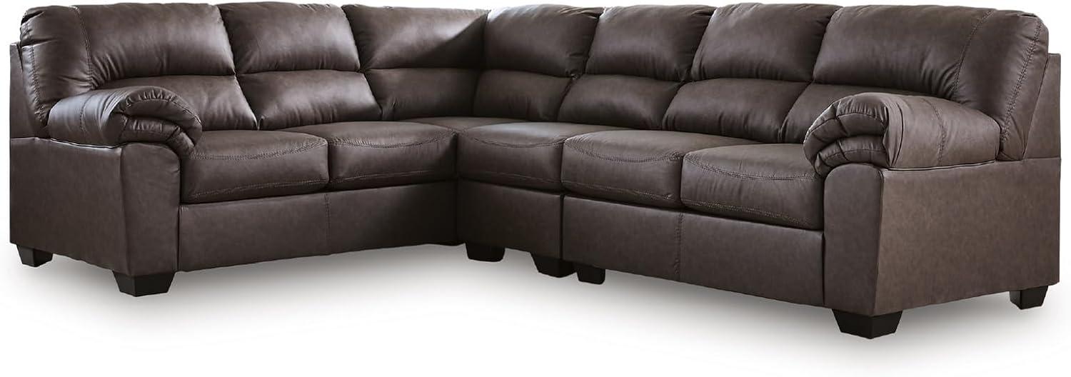 imageSignature Design by Ashley Whitlock LShape RightArm Facing Casual Faux Leather 2Piece Sectional with Removable Cushion Dark BrownUmber