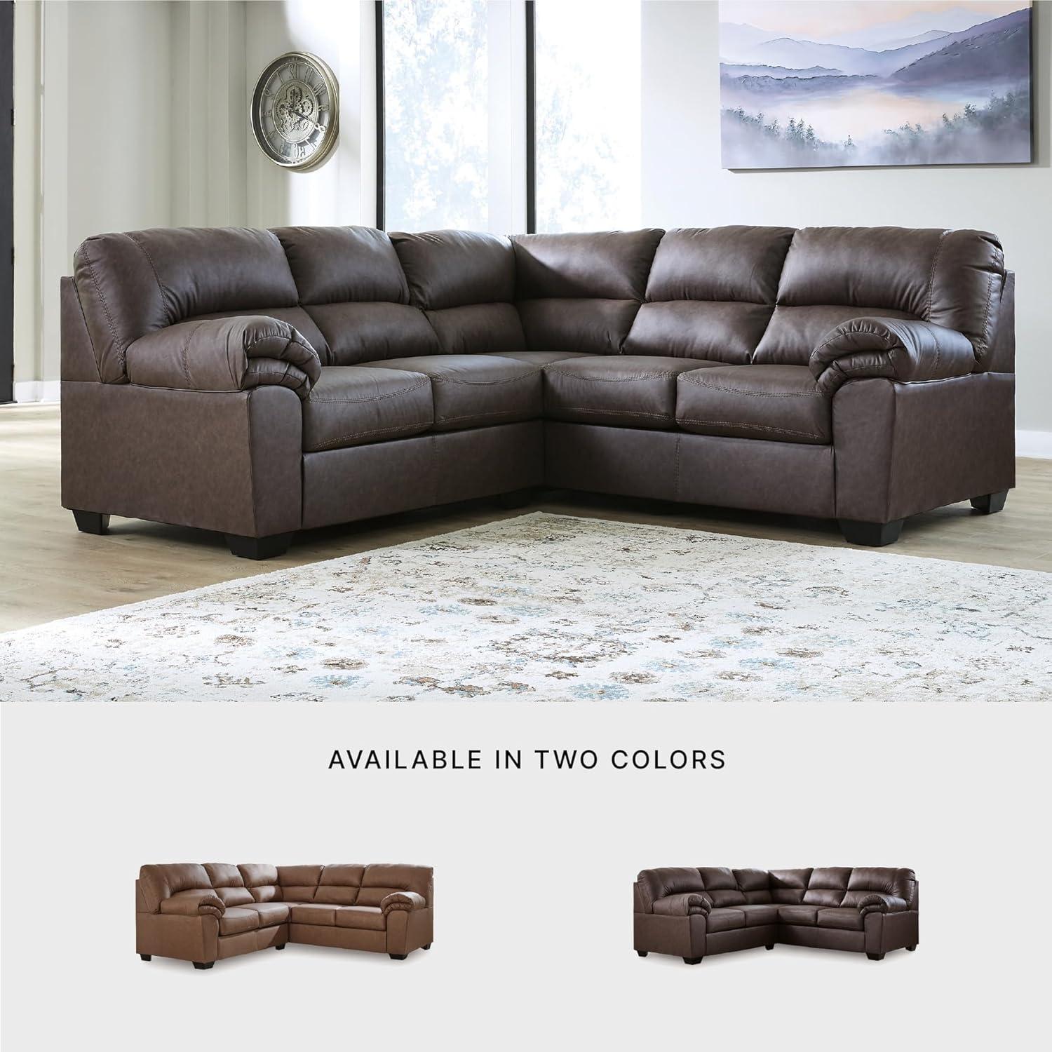 imageSignature Design by Ashley Whitlock LShape RightArm Facing Casual Faux Leather 2Piece Sectional with Removable Cushion Dark BrownUmber