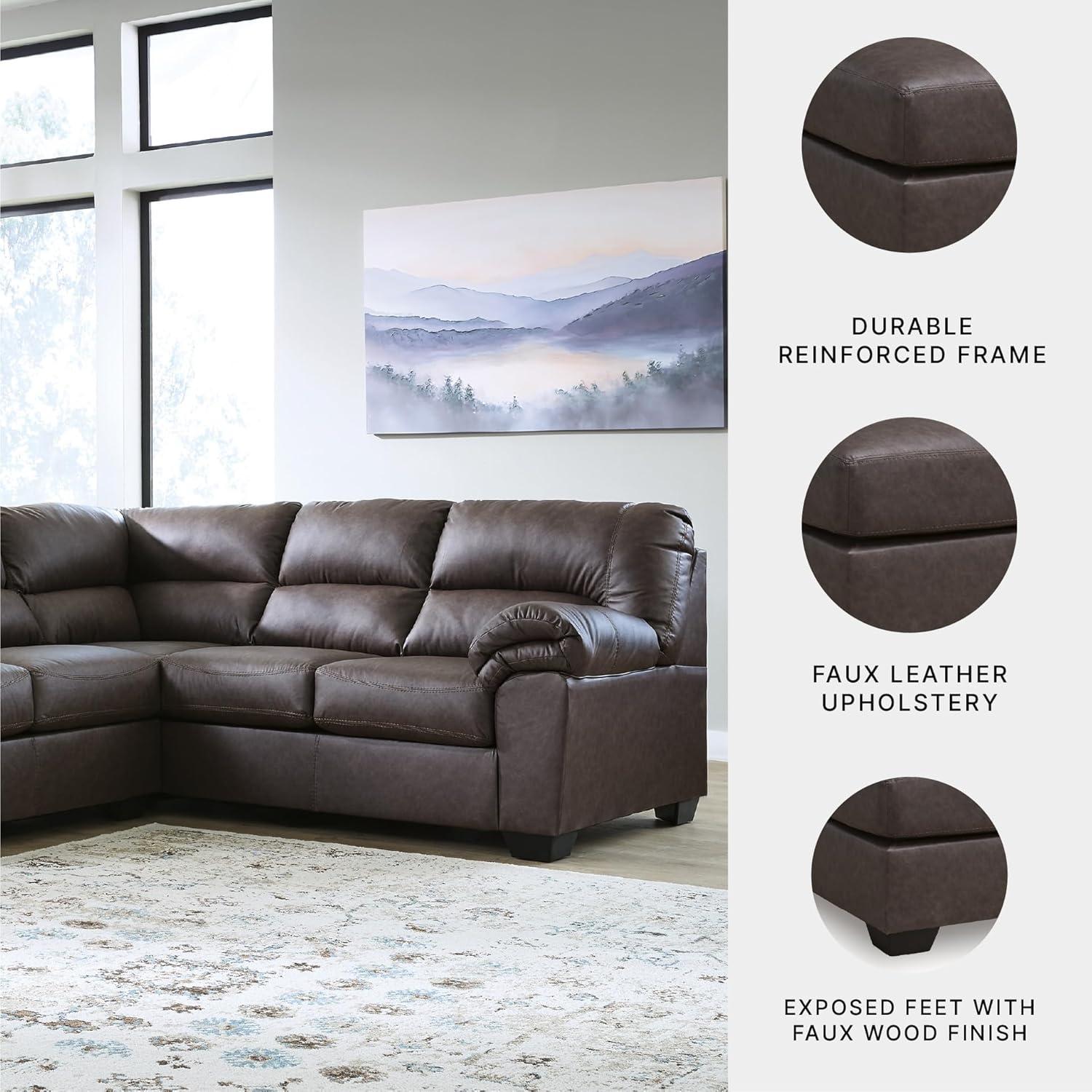 imageSignature Design by Ashley Whitlock LShape RightArm Facing Casual Faux Leather 2Piece Sectional with Removable Cushion Dark BrownUmber