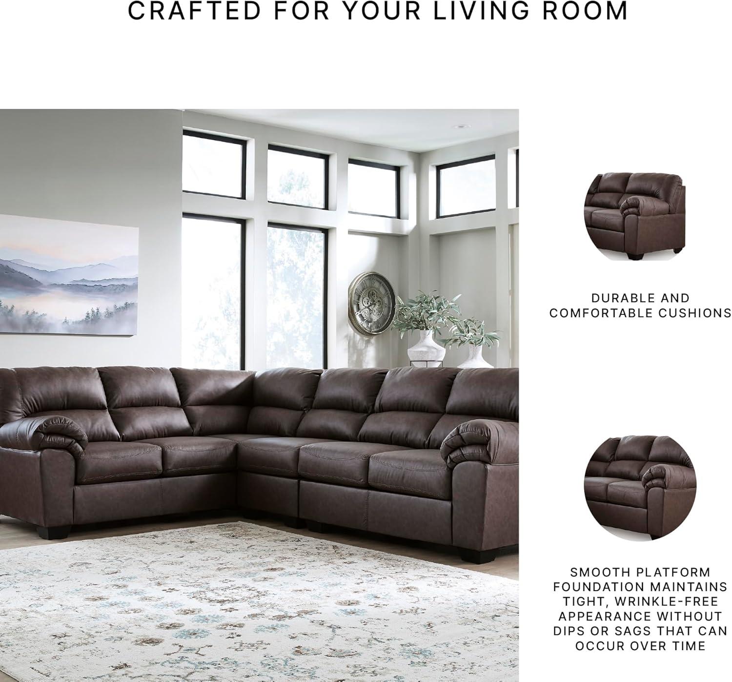 imageSignature Design by Ashley Whitlock LShape RightArm Facing Casual Faux Leather 2Piece Sectional with Removable Cushion Dark BrownUmber
