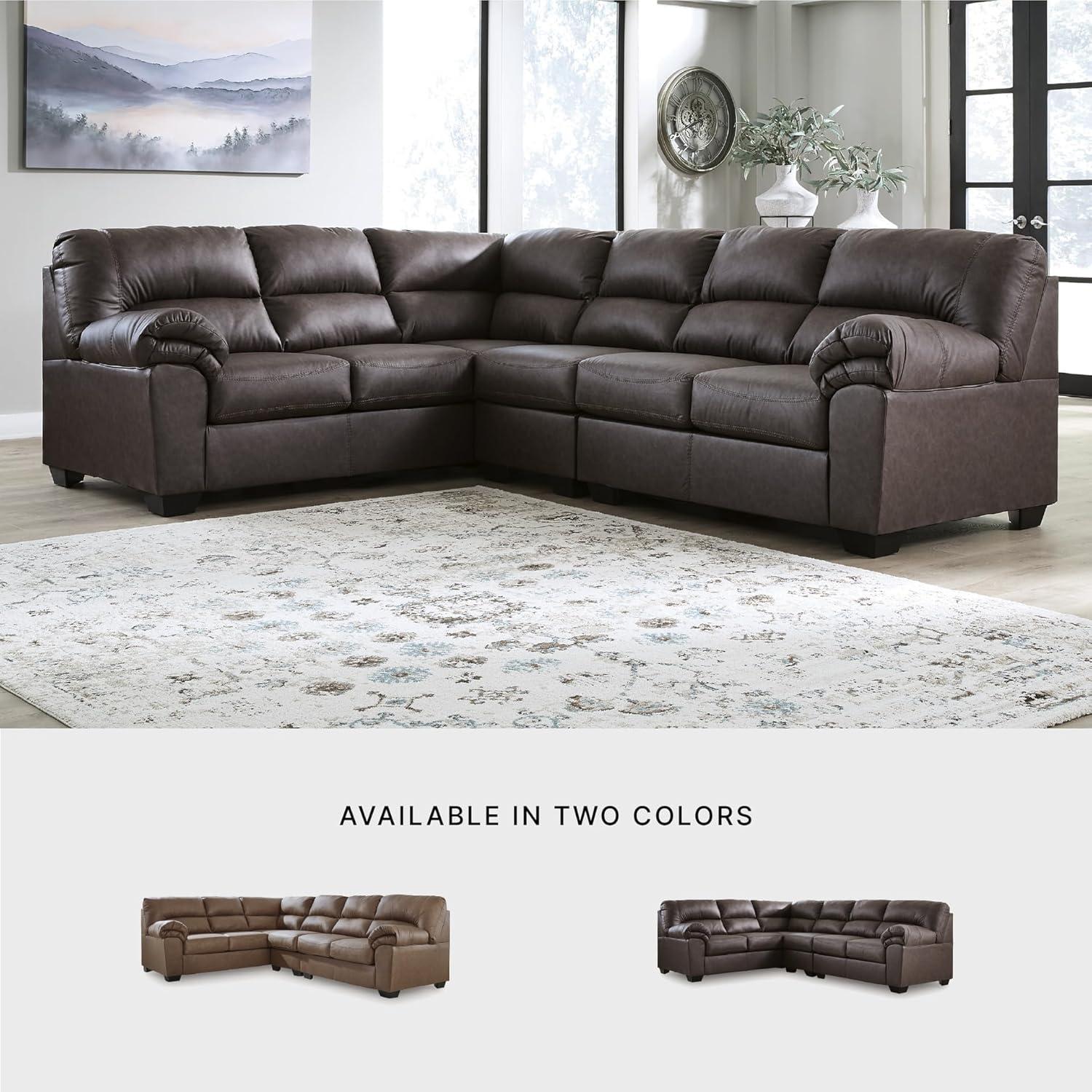 imageSignature Design by Ashley Whitlock LShape RightArm Facing Casual Faux Leather 2Piece Sectional with Removable Cushion Dark BrownUmber