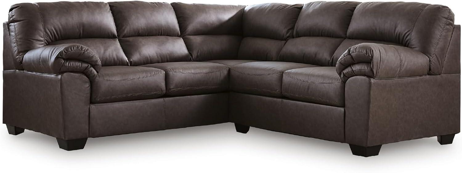 imageSignature Design by Ashley Whitlock LShape RightArm Facing Casual Faux Leather 2Piece Sectional with Removable Cushion Dark BrownUmber