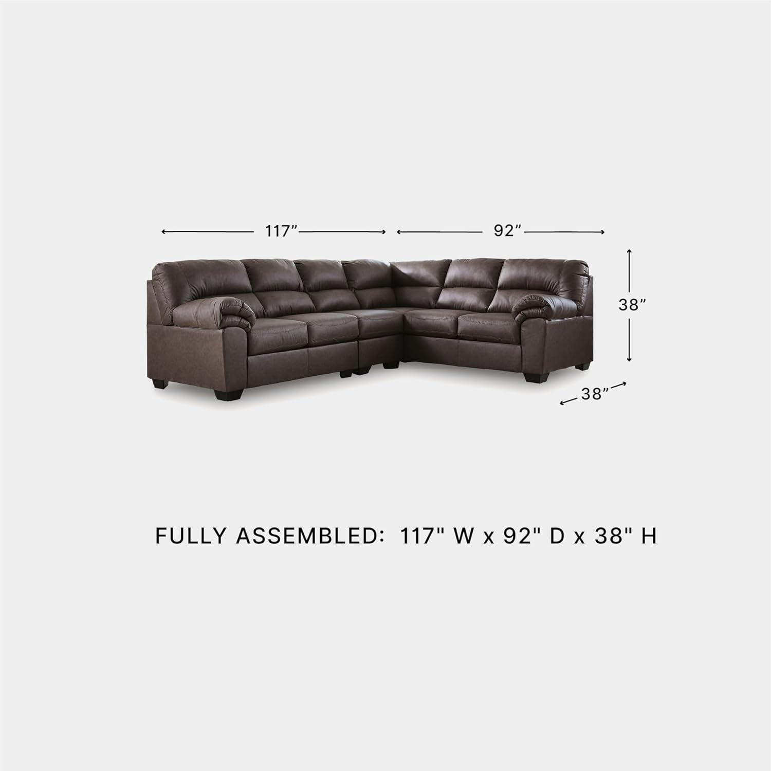 imageSignature Design by Ashley Whitlock LShape RightArm Facing Casual Faux Leather 2Piece Sectional with Removable Cushion Dark BrownUmber