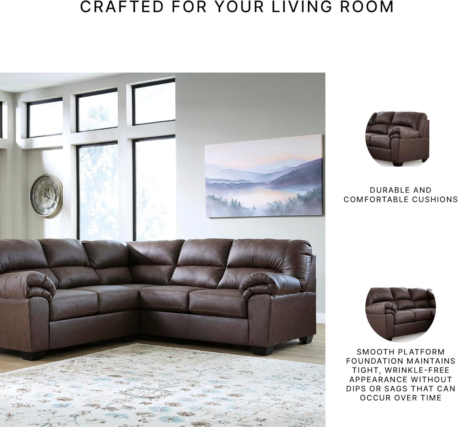 imageSignature Design by Ashley Whitlock LShape RightArm Facing Casual Faux Leather 2Piece Sectional with Removable Cushion Dark BrownUmber