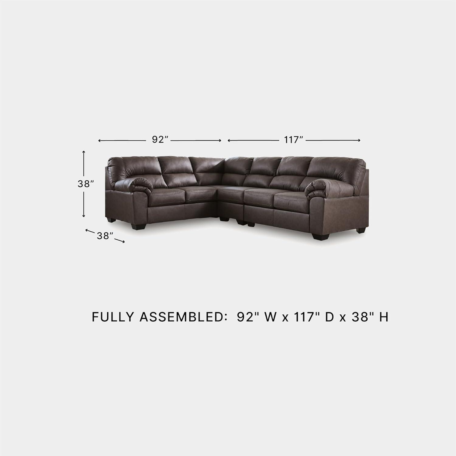 imageSignature Design by Ashley Whitlock LShape RightArm Facing Casual Faux Leather 2Piece Sectional with Removable Cushion Dark BrownUmber