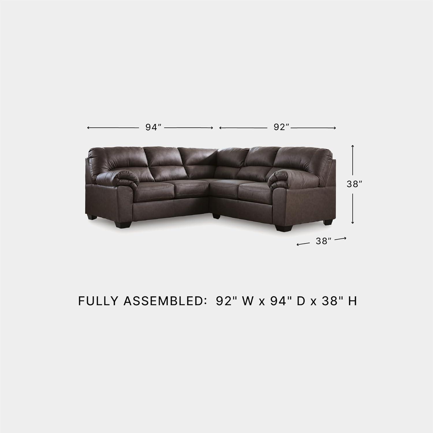 imageSignature Design by Ashley Whitlock LShape RightArm Facing Casual Faux Leather 2Piece Sectional with Removable Cushion Dark BrownUmber