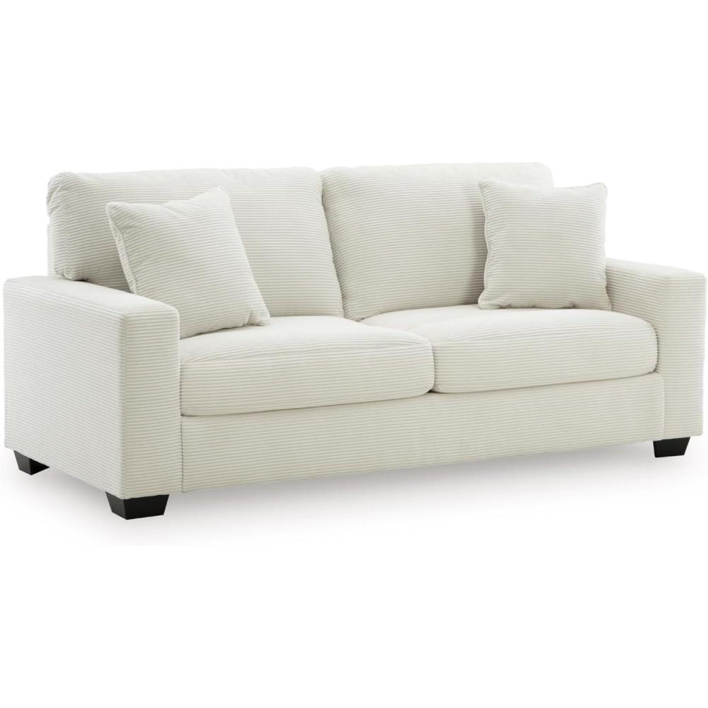 imageSignature Design by Ashley Ammon Casual Anti Sag Sofa with Loose Seat Cushion and 2 Accent Pillows WhiteWhite