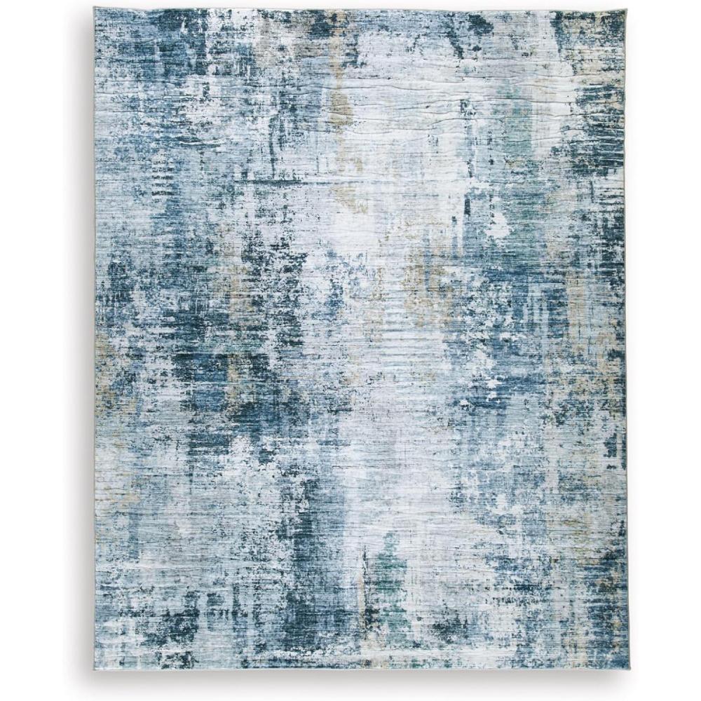 imageSignature Design by Ashley Arlenmont Contemporary Indoor Geometric Rectangular 5 x 7 Area Rug Blue amp White77 x 96 Rectangular