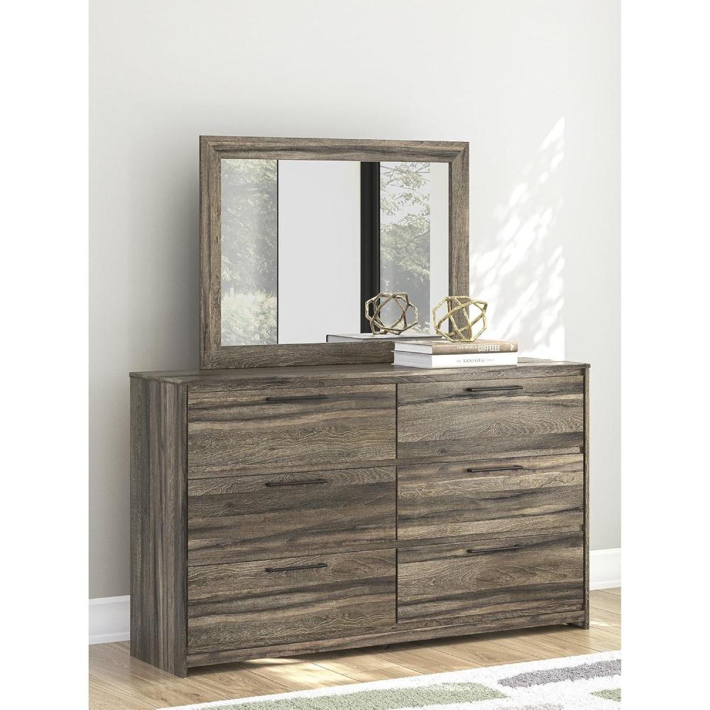 imageSignature Design by Ashley Baystorm Farmhouse Panel Bed with LED Lighting Foundation or Box Spring Needed Queen GrayDresser