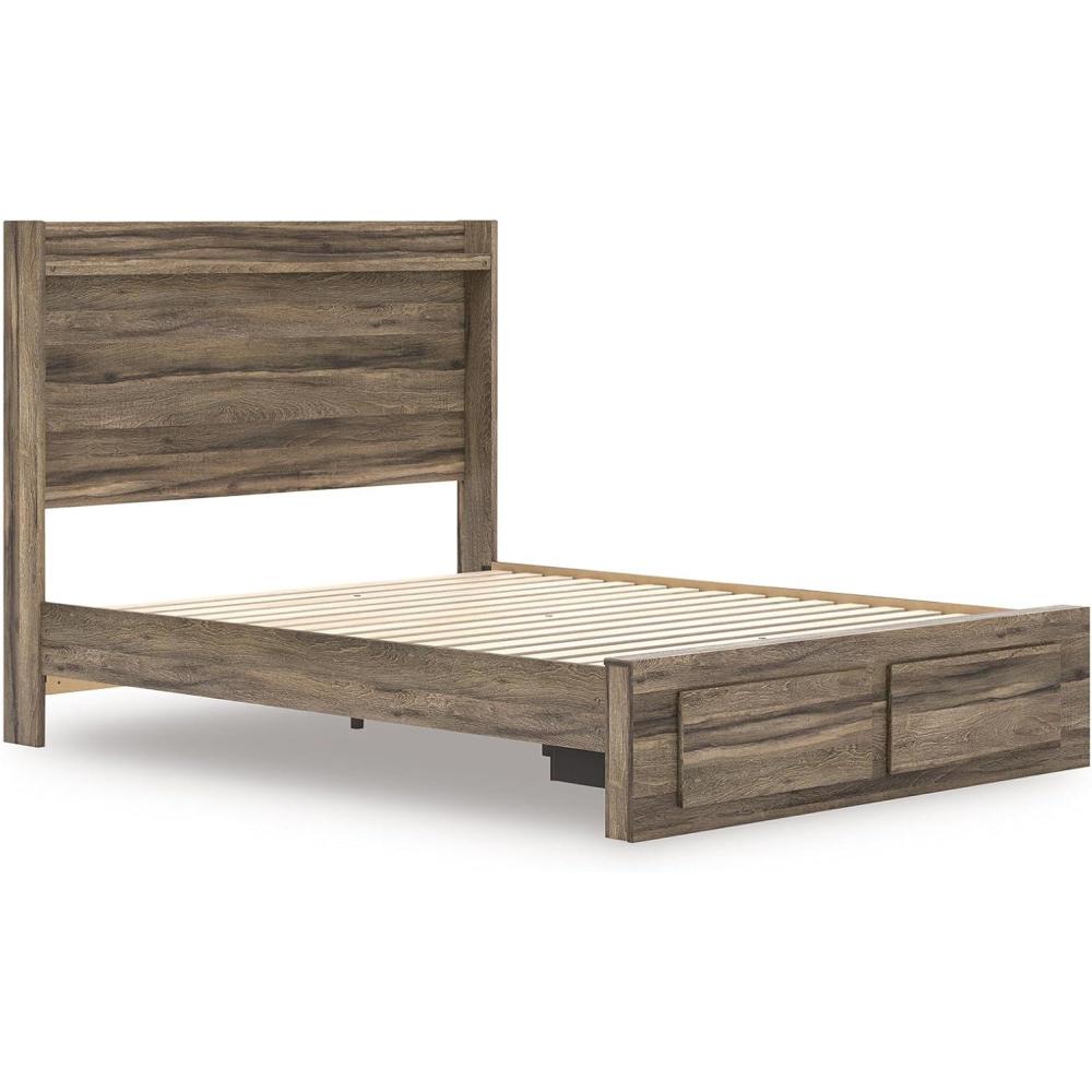 imageSignature Design by Ashley Baystorm Farmhouse Panel Bed with LED Lighting Foundation or Box Spring Needed Queen GrayQueen