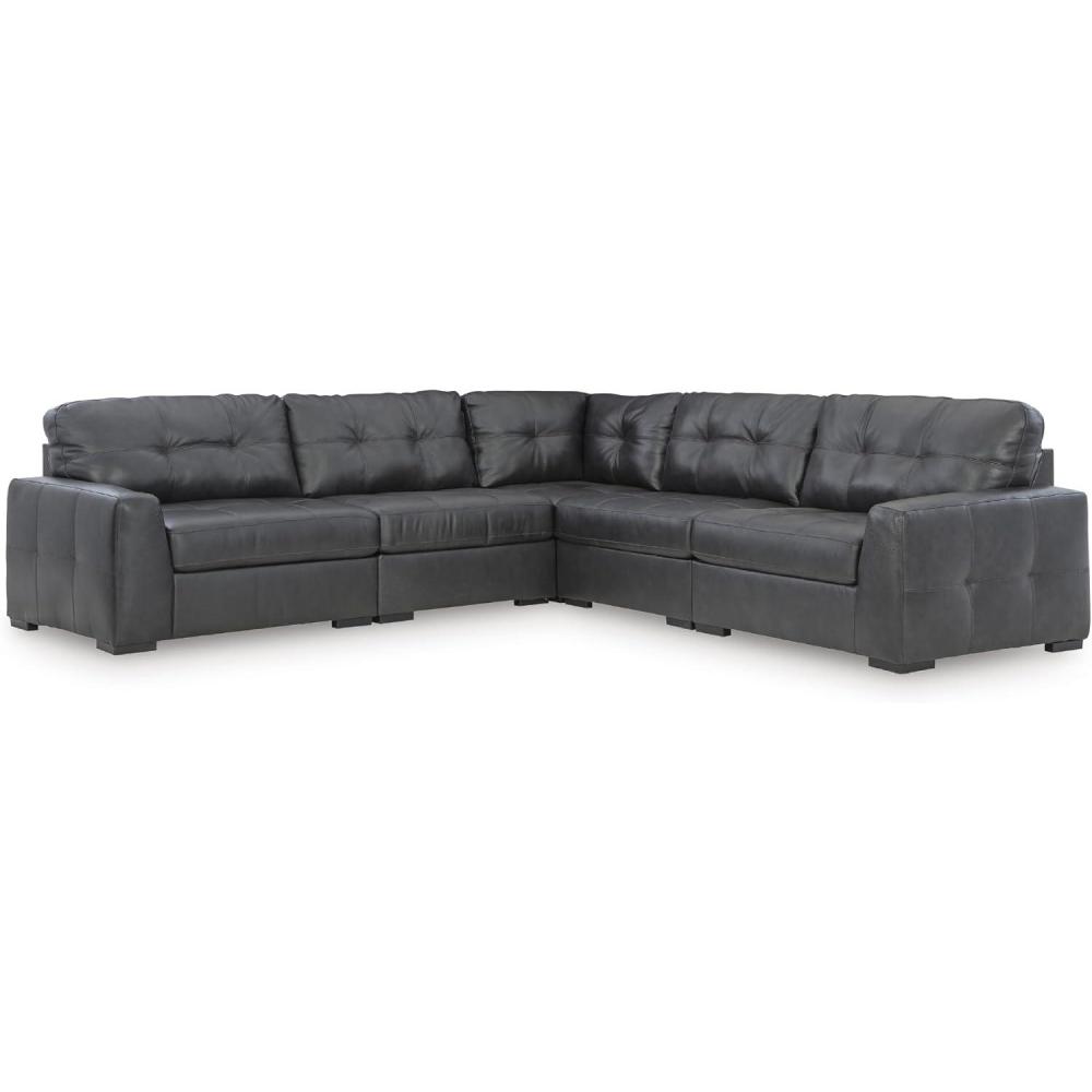 imageSignature Design by Ashley Brindley Pier Urban Modular Leather Match Tufted Anti Sag 4Piece Sectional with Loose Seat Cushions Gray5Piece Sectional