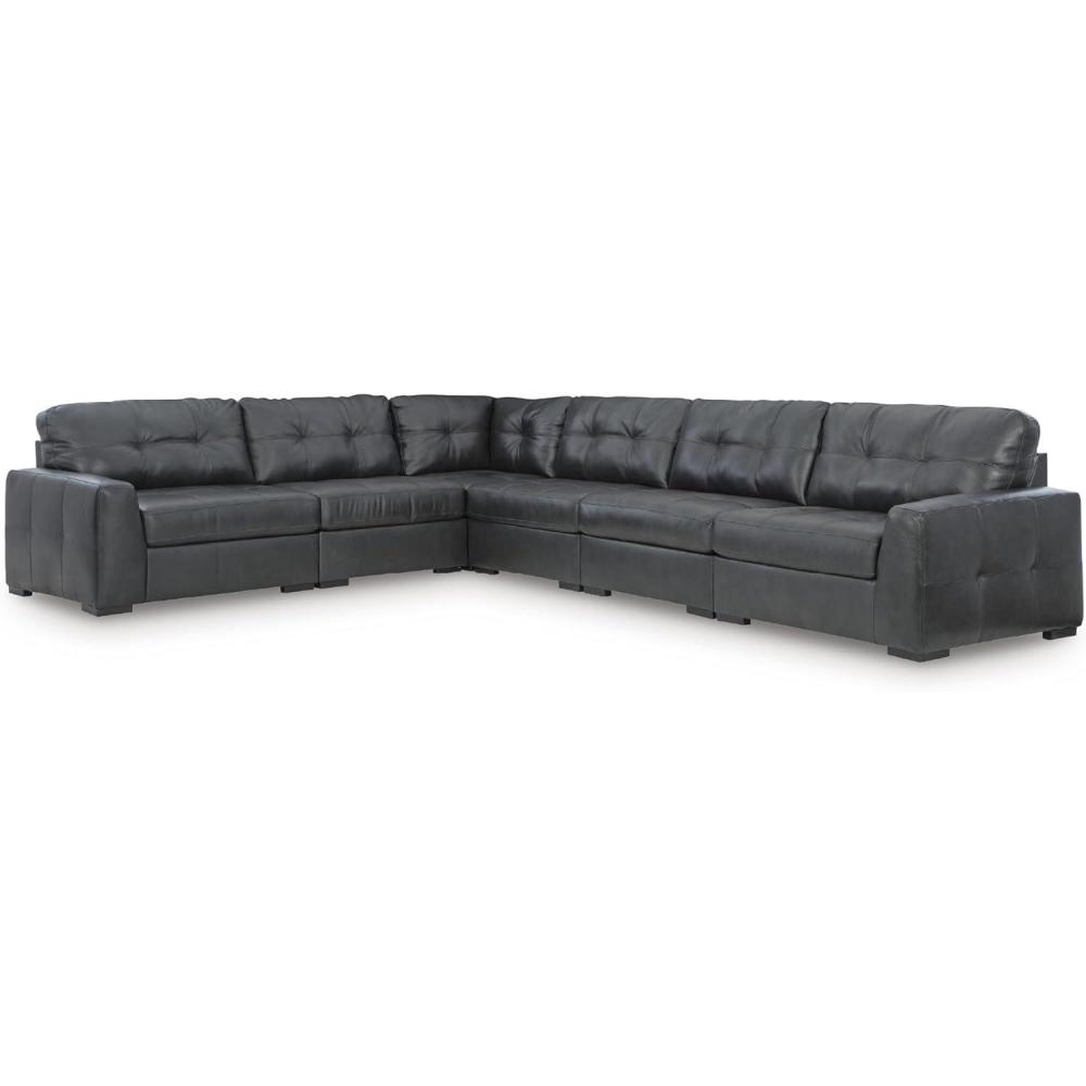 imageSignature Design by Ashley Brindley Pier Urban Modular Leather Match Tufted Anti Sag 4Piece Sectional with Loose Seat Cushions Gray6Piece Sectional