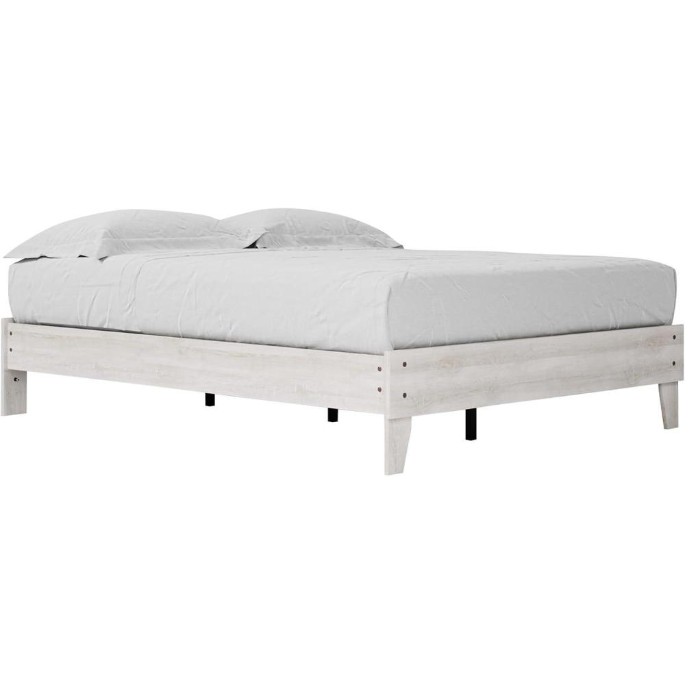 imageSignature Design by Ashley Calverson Modern Platform Bed Foundation or Box Spring Not Needed King Dark BrownWhitewash