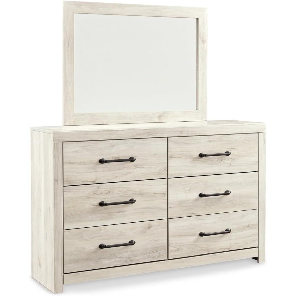 imageSignature Design by Ashley Cambeck Vintage SmoothGliding 6Drawer Dresser and Mirror with Safety Stop WhitewashWhitewash