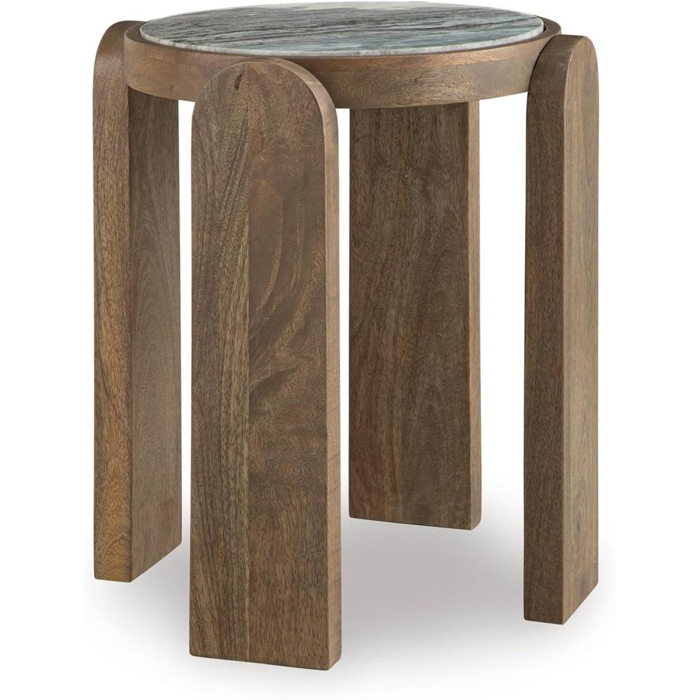 imageSignature Design by Ashley Gavrilley Modern Accent Table with Marble Top Light Gray amp Light Brown