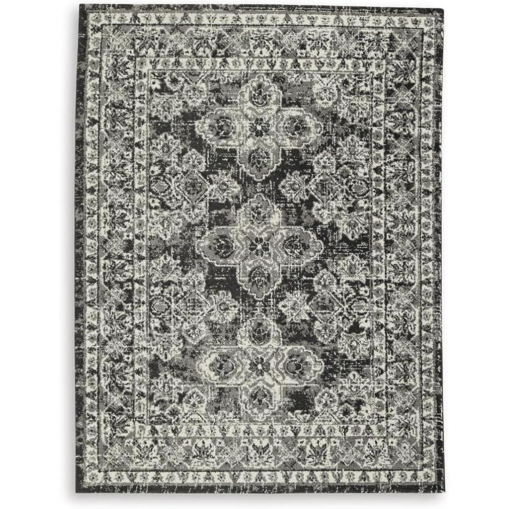 imageSignature Design by Ashley Glennisman Oriental Indoor Floral 8 x 10 Large Rug Black amp Gray