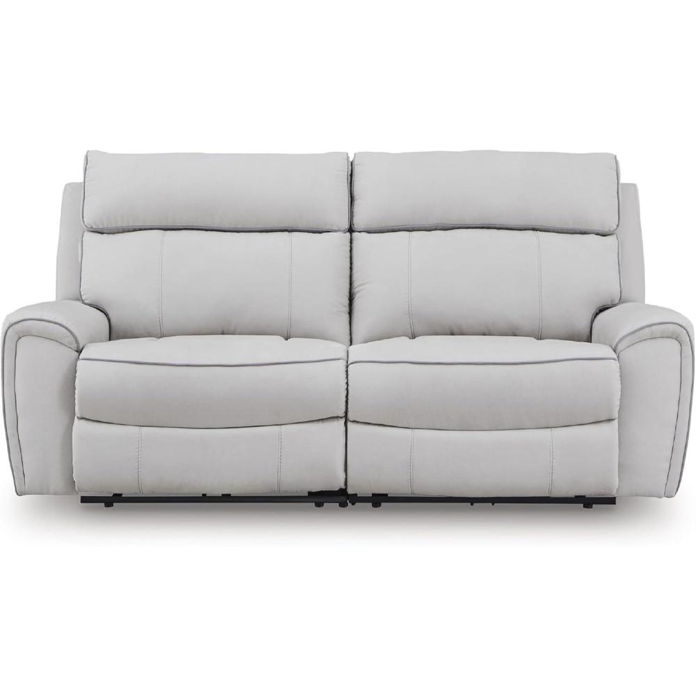 imageSignature Design by Ashley Grafton Pike LShape RightArm Facing Modern 6Piece Reclining Sectional with Storage Console and Adjustable Headrest Light Gray2Piece Reclining Loveseat
