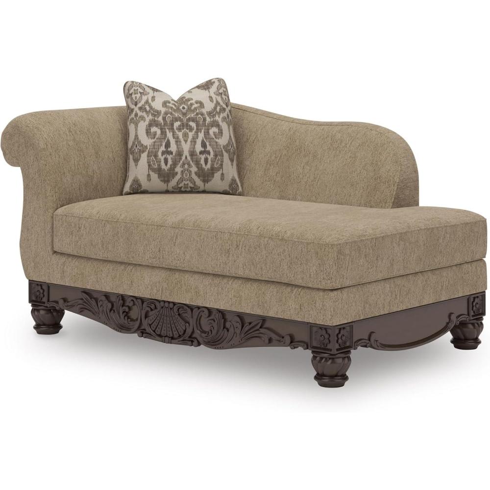 imageSignature Design by Ashley Havenworth Classic Anti Sag RightArm Facing Corner Chaise with Reversible Seat Cushion and 1 Accent Pillows Beige amp Dark Brown