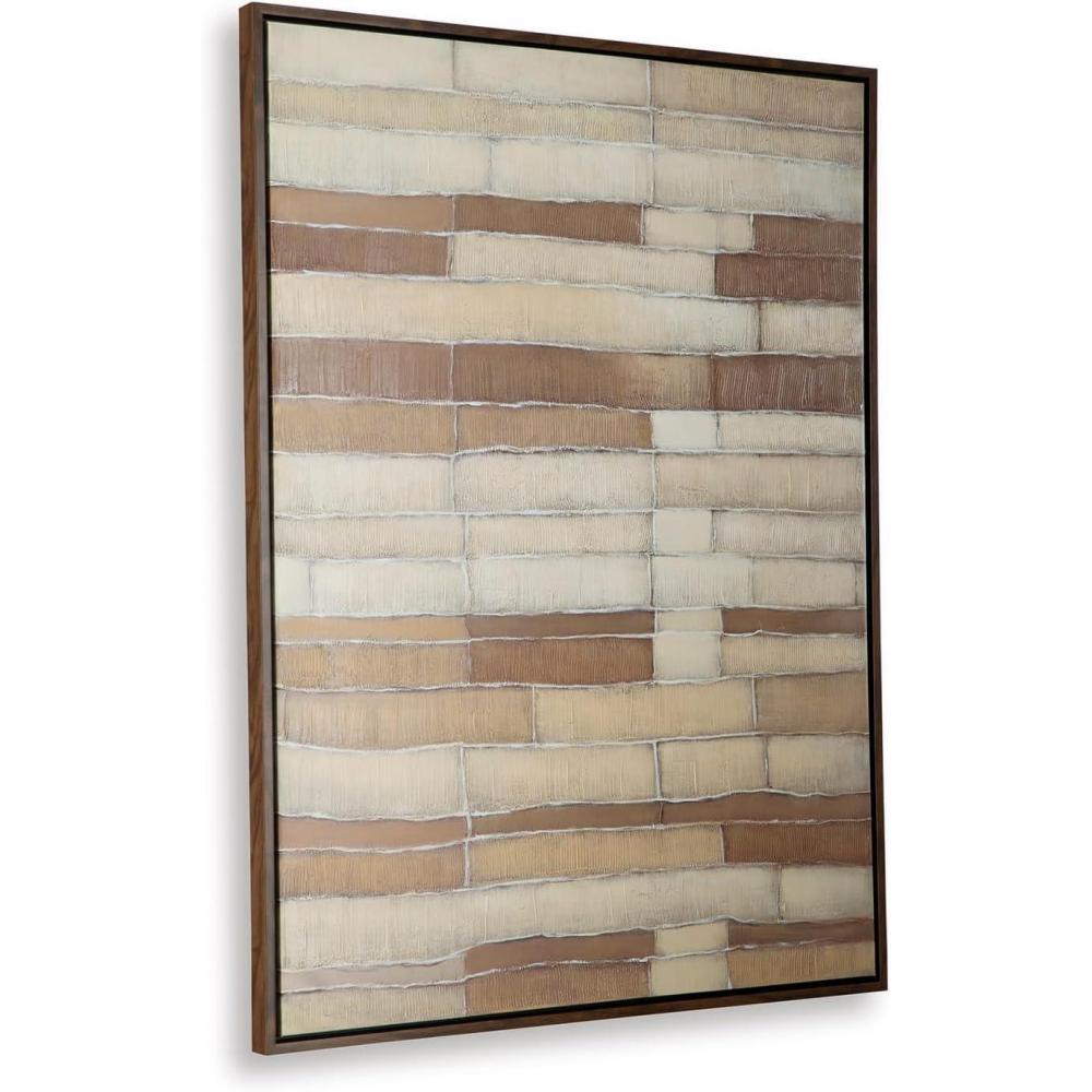 imageSignature Design by Ashley Kalanmore Contemporary Abstract Framed Wall Art 48 x 36 Inches Beige amp Light Brown