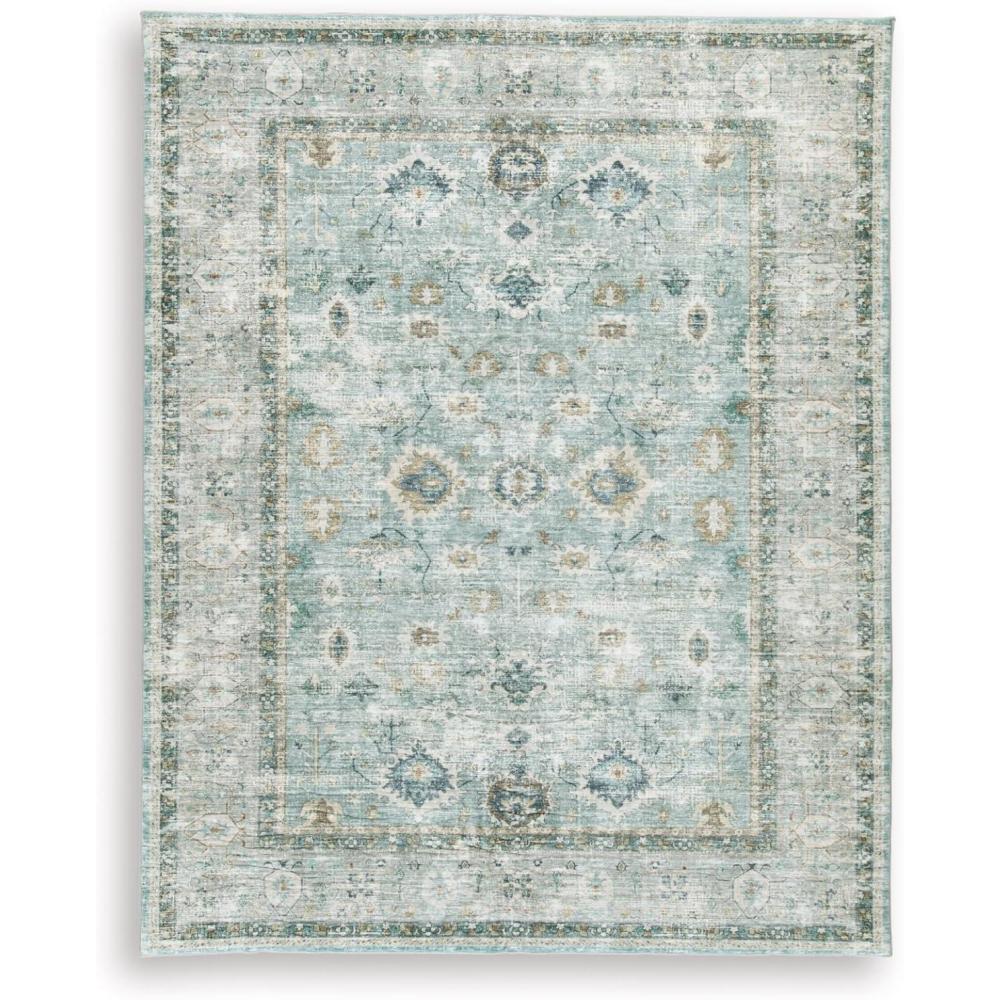 imageSignature Design by Ashley Ladstoney Classic Indoor Floral Rectangular 5 x 7 Area Rug Green amp Beige77 x 96 Rectangular