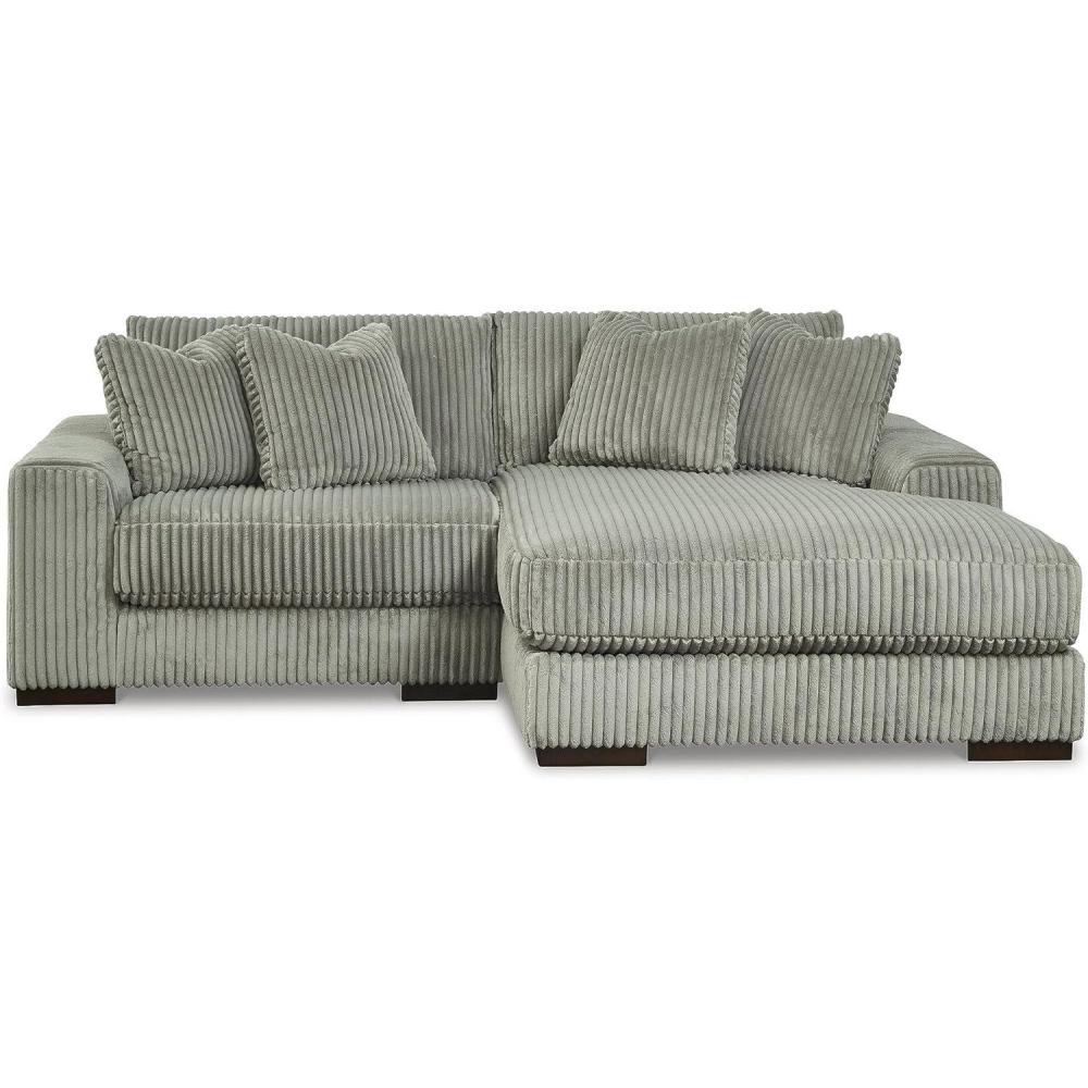 imageSignature Design by Ashley Lindyn Casual Anti Sag 3Piece Sectional with Double Chaise Reversible Cushions and 5 Accent Pillows GrayGrey