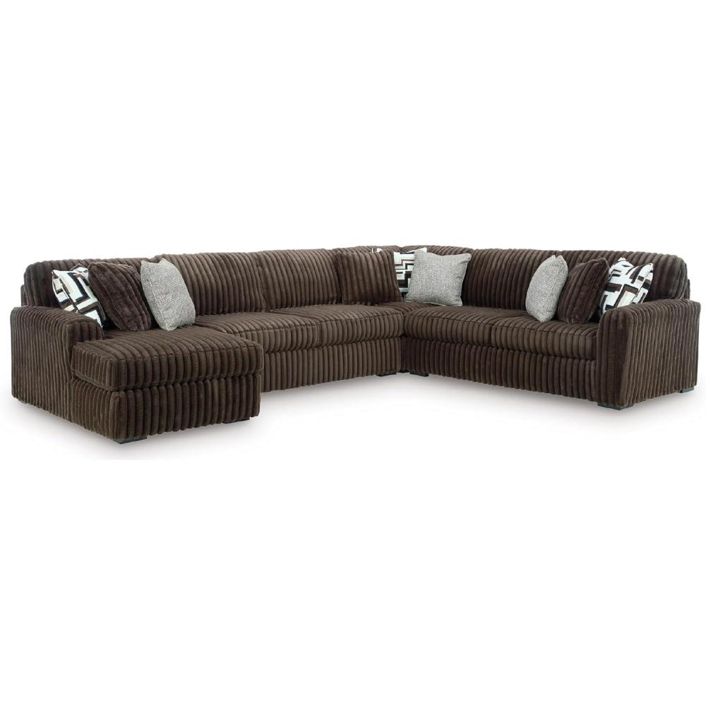 imageSignature Design by Ashley MidnightMadness Contemporary Symmetrical 2Piece Sectional with Reversible Seat Cushion Dark BrownBrown