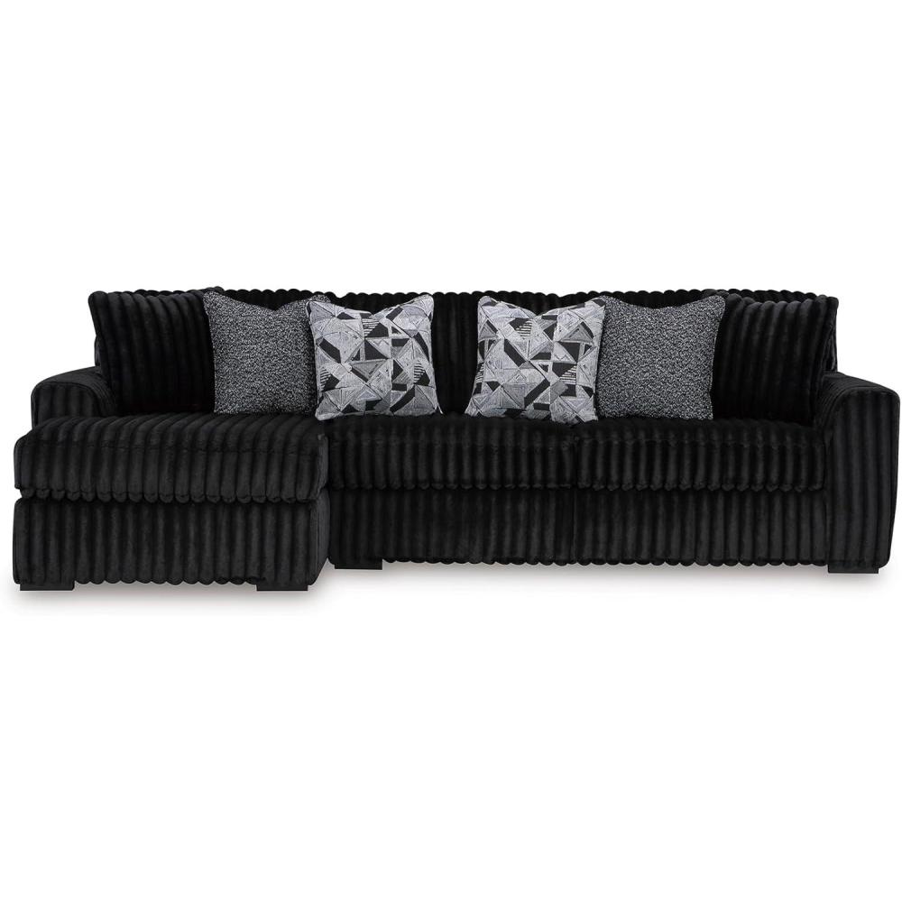 imageSignature Design by Ashley MidnightMadness Contemporary Symmetrical 2Piece Sectional with Reversible Seat Cushion Dark BrownOnyx