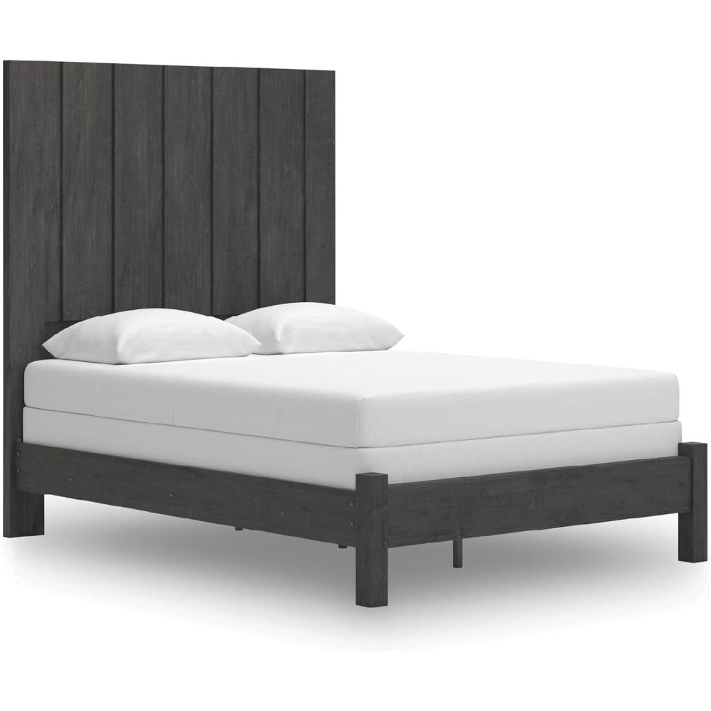imageSignature Design by Ashley Parlayon Modern Panel Storage Bed Foundation or Box Spring Needed Queen GrayPanel Bed