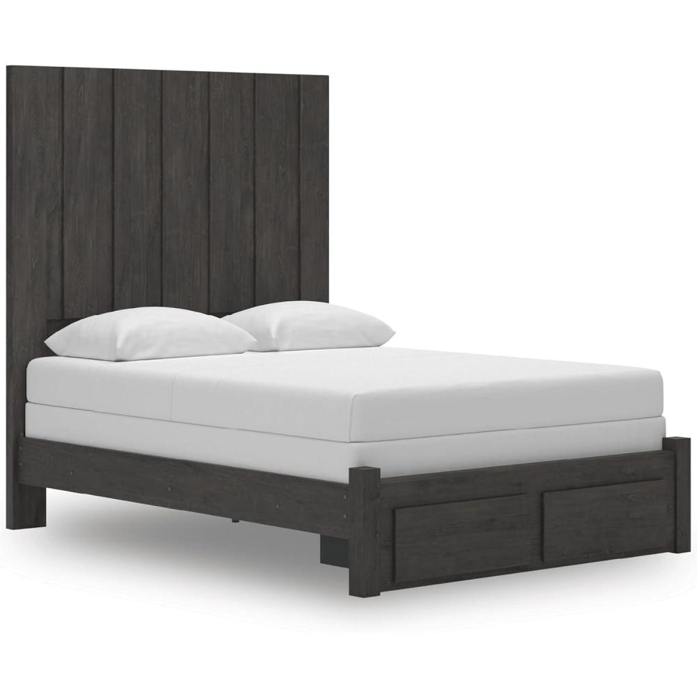 imageSignature Design by Ashley Parlayon Modern Panel Storage Bed Foundation or Box Spring Needed Queen GrayPanel Storage Bed