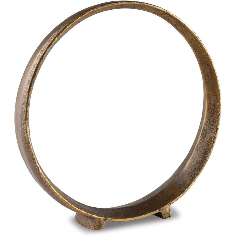 imageSignature Design by Ashley Ryandale Round Metal Sculpture Antique Pewter FinishMetallic
