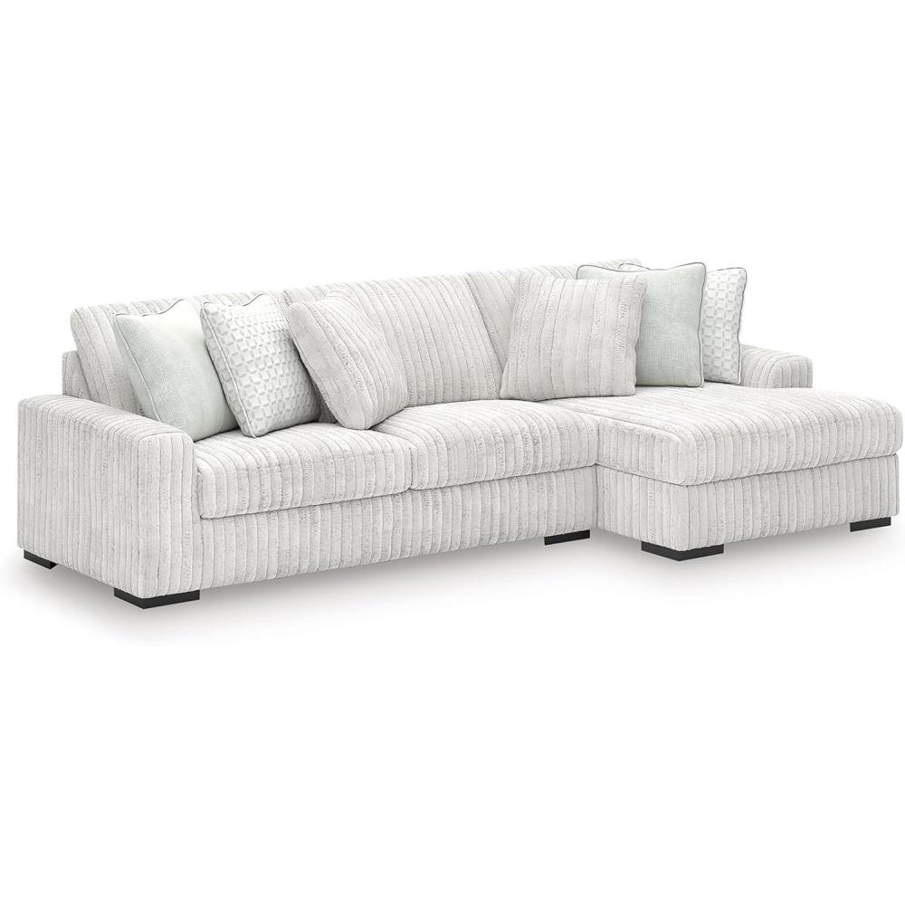 imageSignature Design by Ashley Stupendous Modern Anti Sag LeftArm Facing 2Piece Sectional with Chaise Reversible Cushions and 6 Accent Pillows Light GrayLight Gray