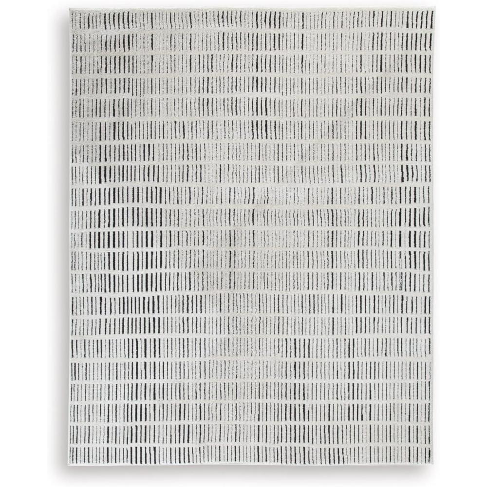 imageSignature Design by Ashley Turinwith Modern Indoor Striped Rectangular 5 x 7 Area Rug Beige amp Black711 x 911 Rectangular