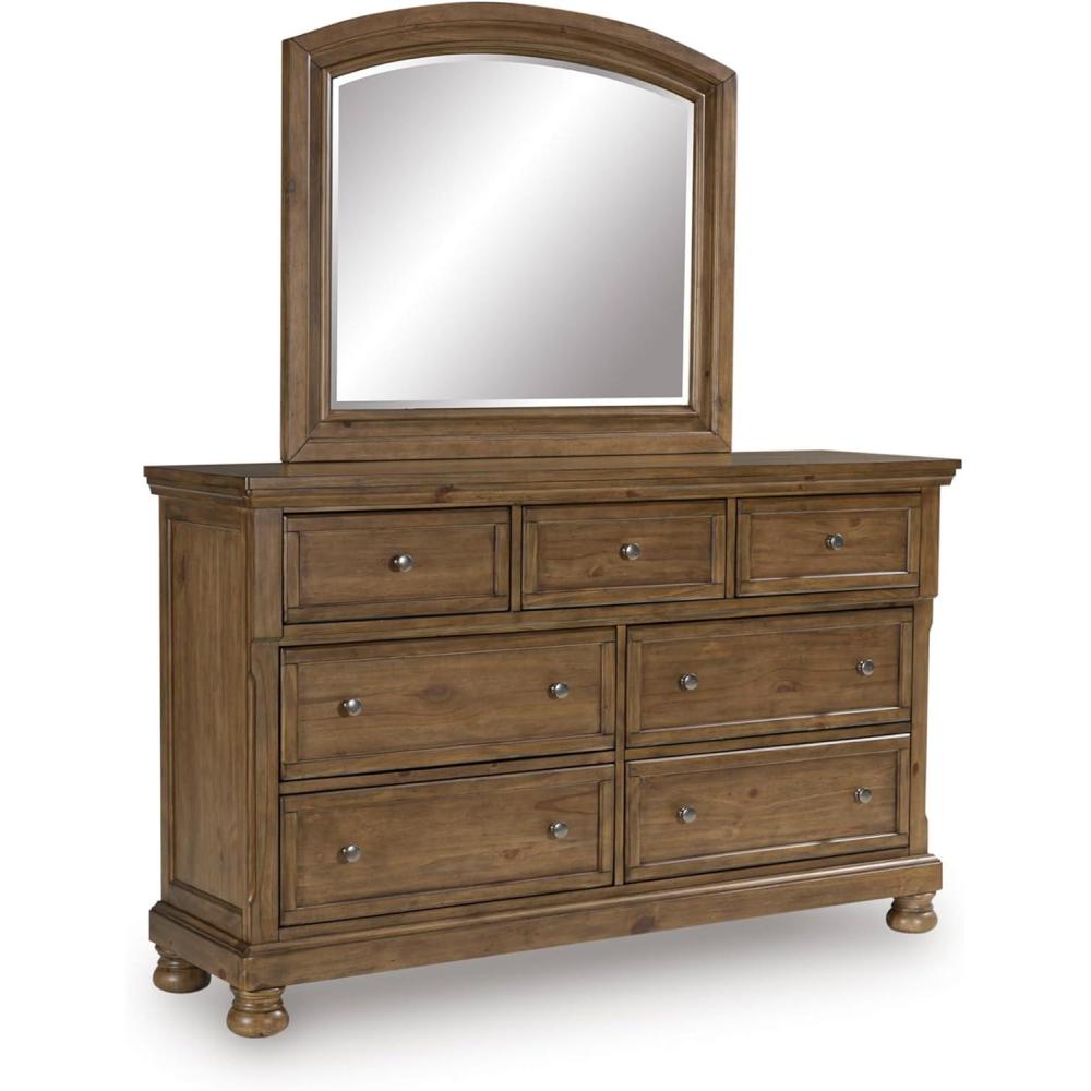 imageSignature Design by Ashley Vandenmore Traditional Panel Storage Bed Foundation or Box Spring Not Needed Queen Dark BrownDresser and Mirror