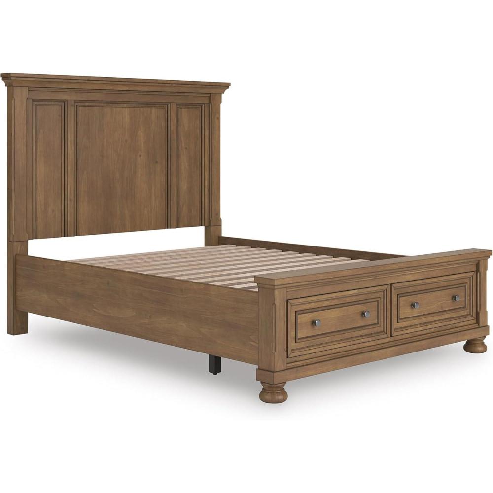 imageSignature Design by Ashley Vandenmore Traditional Panel Storage Bed Foundation or Box Spring Not Needed Queen Dark BrownQueen Panel Storage Bed