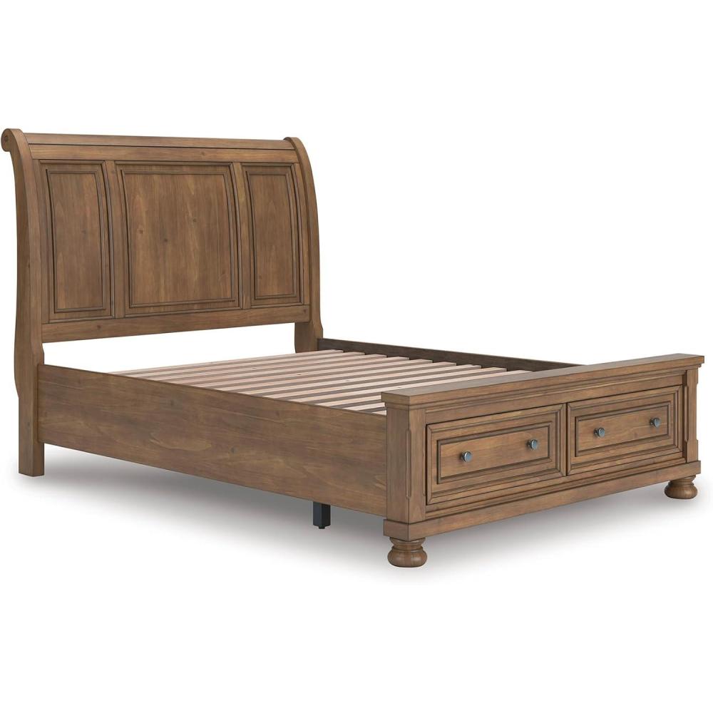 imageSignature Design by Ashley Vandenmore Traditional Panel Storage Bed Foundation or Box Spring Not Needed Queen Dark BrownQueen Storage Sleigh Bed